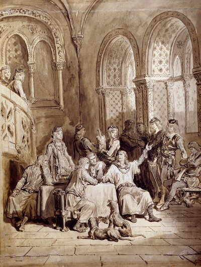 Ilustracja do cyklu wierszy Idylle króla Alberta Tennysona (1809-1892), sztych Gustave Dore (1832-1883) autorstwa Gustave Dore