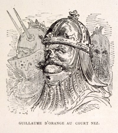 Ilustracja przedstawiająca króla Wilhelma Orańskiego z La legende de Croque-Mitaine. autorstwa Gustave Dore
