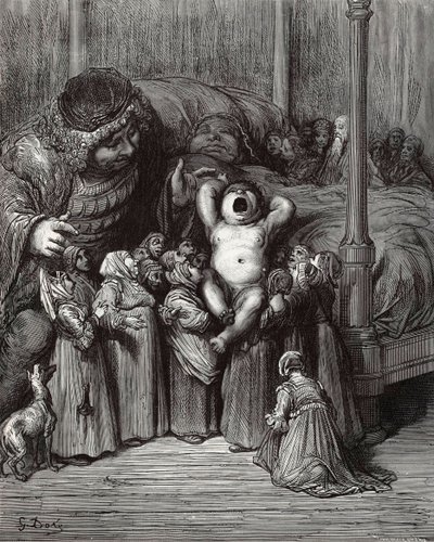 Ilustracja do książki Gargantua i Pantagruel autorstwa Rabelais, 1854. autorstwa Gustave Dore