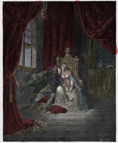 Inferno, Canto 5: Paolo i Francesca, ilustracja z „Boskiej komedii” Dante Alighieri, 1885 autorstwa Gustave Dore