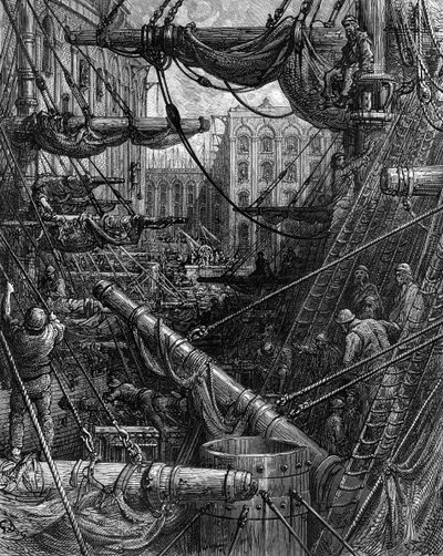Wewnątrz doków Gustave Doré autorstwa Gustave Dore