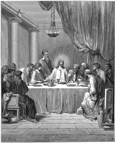 Jezus i jego uczniowie podczas Ostatniej Wieczerzy, 1866 autorstwa Gustave Dore
