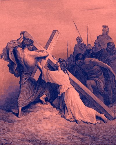 Jezus upada pod krzyżem - Biblia autorstwa Gustave Dore