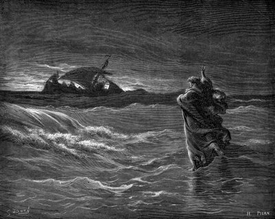 Jezus chodzi po wodzie autorstwa Gustave Dore