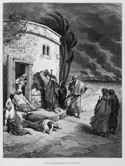Hiob rozumie swoją ruinę, ilustracja z Biblii Dore