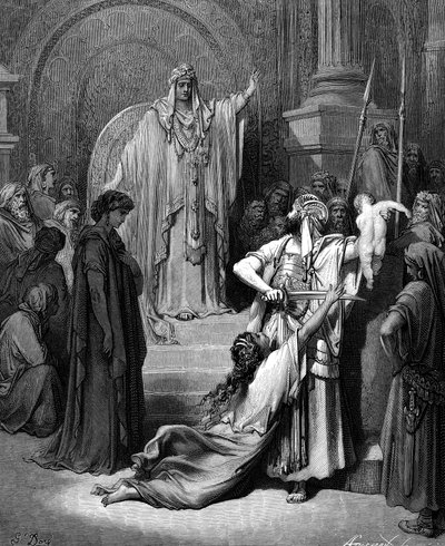 Wyrok Salomona, 1866 autorstwa Gustave Dore
