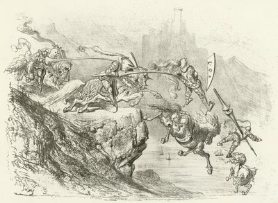 Błędny rycerz w XII wieku (grawiura) autorstwa Gustave Dore