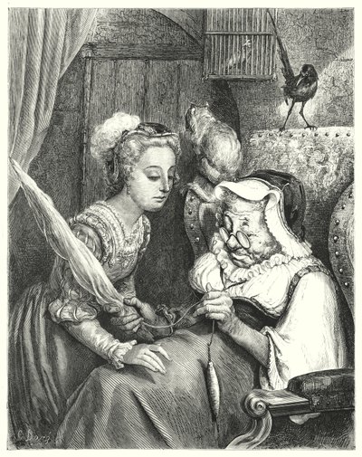 Śpiąca królewna; Śpiąca Królewna (grawerunek) autorstwa Gustave Dore