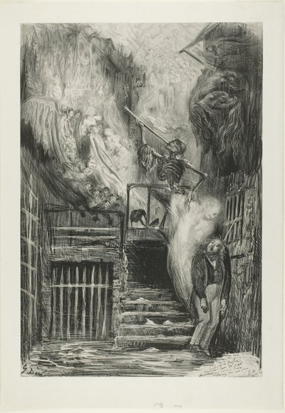 Ulica Starej Latarni: Samobójstwo Gérarda de Nerval autorstwa Gustave Dore