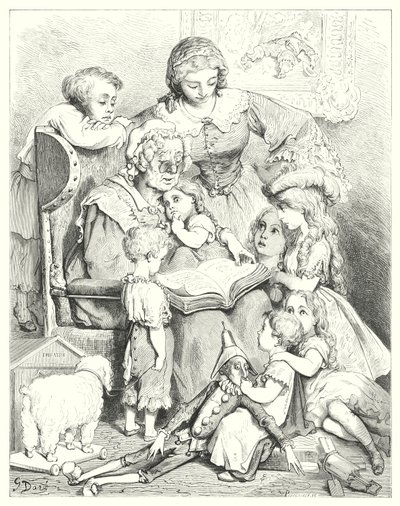 Opowiadanie rodzinne (grawerowanie) autorstwa Gustave Dore
