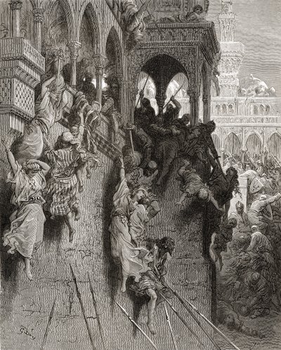 Antiochijos žudynės, iliustracija iš „Bibliotheque des Croisades“, J-F. Michaud, poliruotas 1877 m autorstwa Gustave Dore
