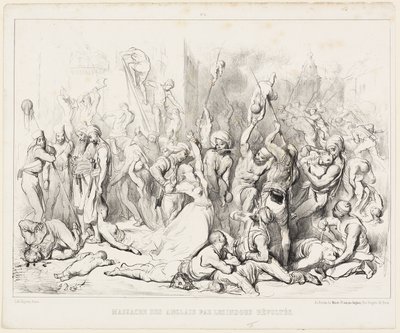 Masakra Anglików przez zbuntowanych Hindusów autorstwa Gustave Dore