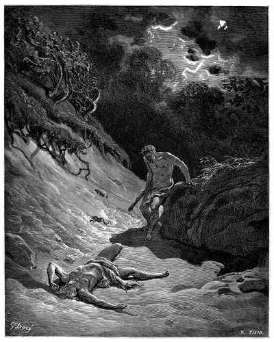 Zabójstwo Abla przez Kaina - ilustracja Gustave