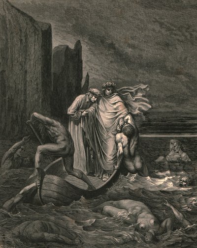 Mój nauczyciel świadomy mędrca, odpychając go z powrotem, ok. 1890 r. autorstwa Gustave Dore