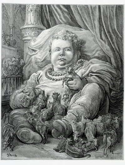 Pantagruel otacza krowy – w „Gargantua” Rabelaisa, chor. Gustave Dore autorstwa Gustave Dore