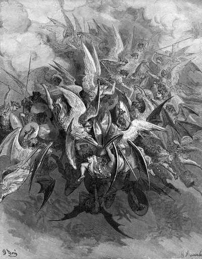 Raj utracony: Bitwa aniołów. autorstwa Gustave Dore