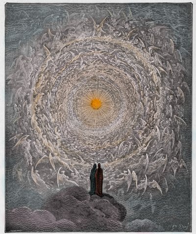 Paradiso, Canto 31: Święty tłum tworzy różę w Empireum autorstwa Gustave Dore