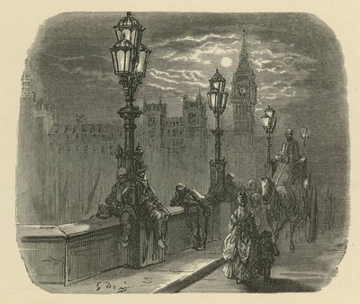 Ludzie i powozy na Westminster Bridge autorstwa Gustave Dore
