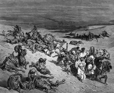 „Zaraza” – jedna z siedmiu plag egipskich: Exodus. Ilustracja: Gustave Dore (1832-1883) Francuski malarz i ilustrator książek do Biblii (Londyn 1866). Grawerowanie drewna. autorstwa Gustave Dore