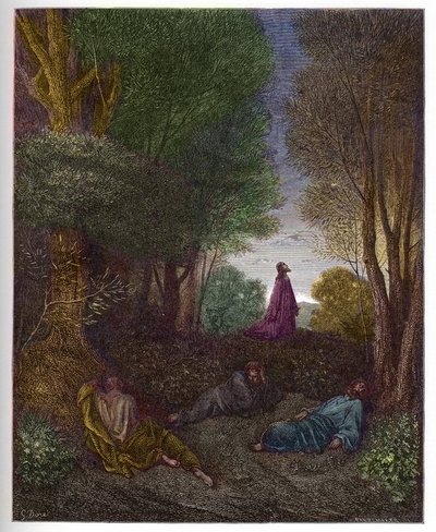 Modlitwa Jezusa w Ogrodzie Oliwnym - Modlitwa Jezusa w Ogrodzie Oliwnym - - grawerowanie w „The Bible illustree” Gustave