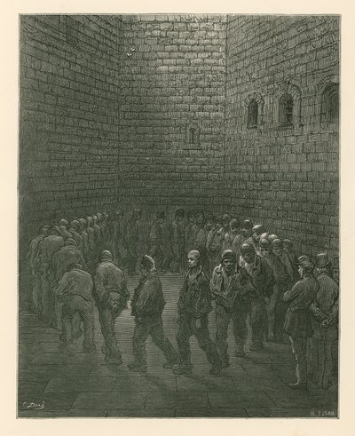 Więźniowie na placu ćwiczeń Newgate Prison autorstwa Gustave Dore