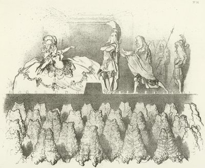 Racine wykonywane przed sądem wersalskim 1695 (grawiura) autorstwa Gustave Dore