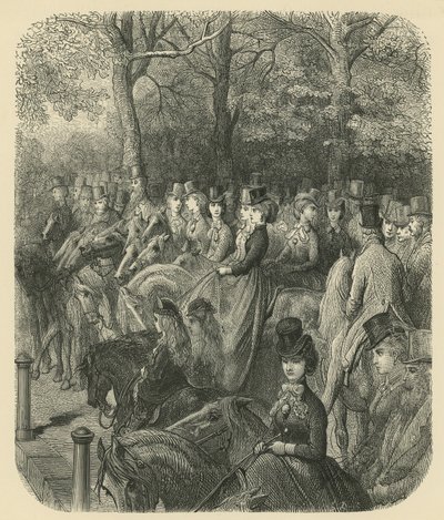 Rotten Row, Hyde Park, Londyn autorstwa Gustave Dore