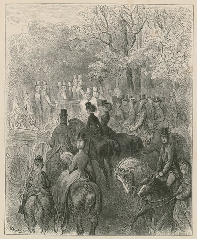 Rotten Row, Hyde Park, Londyn autorstwa Gustave Dore