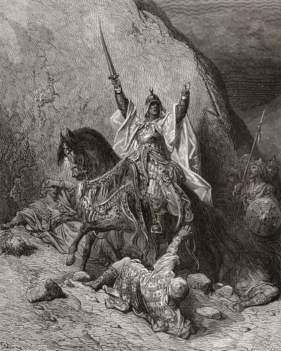 Saladyn Yusuf (zm.1173) sułtan podczas drugiej krucjaty, ilustracja z „Bibliotheque des Croisades” J-F. Michaud, 1877 r. autorstwa Gustave Dore