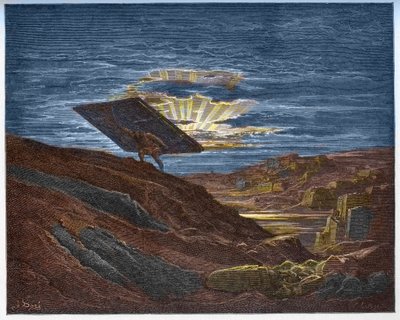 Samson niesie bramy Gazy - Samson usuwa bramy Gazy - - Grawerowanie w „The Bible illustree” Gustave