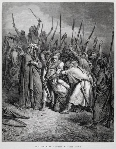 Samuel zabija Agaga, ilustracja z Biblii Dore