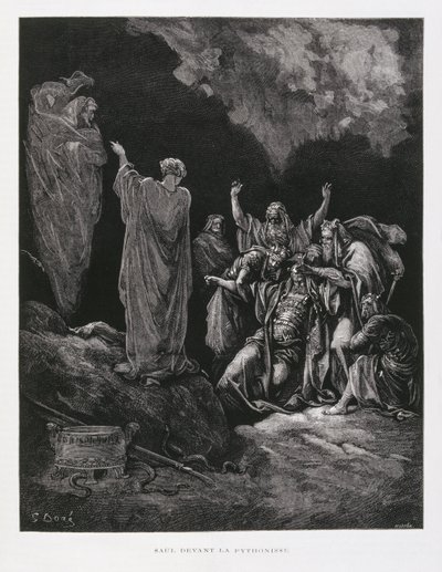 Saul i czarownica z Endor, ilustracja z Biblii Dore