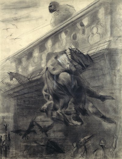 Scena z „Notre-Dame de Paris” Victora Hugo (1802-1885) (ołówek i kreda na papierze) autorstwa Gustave Dore