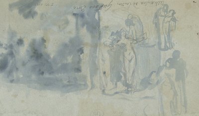 Szkice ludzi, w tym akt kobiecy autorstwa Gustave Dore