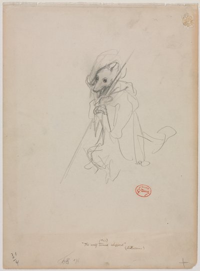 Szkic do „Wilczyka, który stał się pasterzem” (recto) autorstwa Gustave Dore