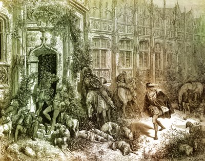 Grawerunek Śpiąca Królewna autorstwa Gustave Doré. autorstwa Gustave Dore