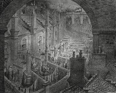 Slumsy Londynu, rycina Gustave Dore (1832-1883) autorstwa Gustave Dore