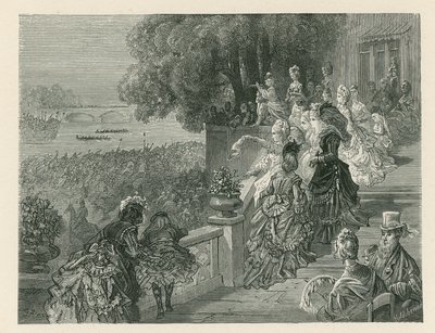 Widzowie oglądający wyścig łodzi autorstwa Gustave Dore