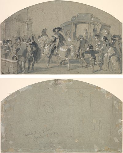 Scena uliczna (rekto); Szkice (verso) autorstwa Gustave Dore