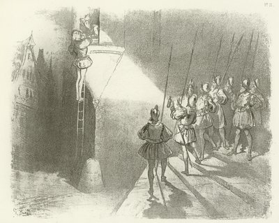 Zaskoczony przez strażników - Panowanie Henryka IV (wklęsłodruk) autorstwa Gustave Dore