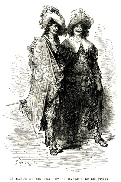 Baron de Sigognac i markiz de Bruyeres. Rycina Gustave