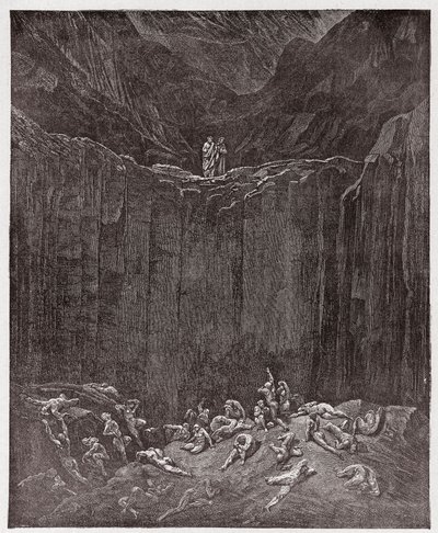 Boska Komedia (La Divina Commedia, La Divine Comedie), Inferno, Canto 29: Fałszerze udręczeni w dolinie - Dante Alighieri (1265-1321) - Ilustracja Gustave Dore (1832-1883) autorstwa Gustave Dore