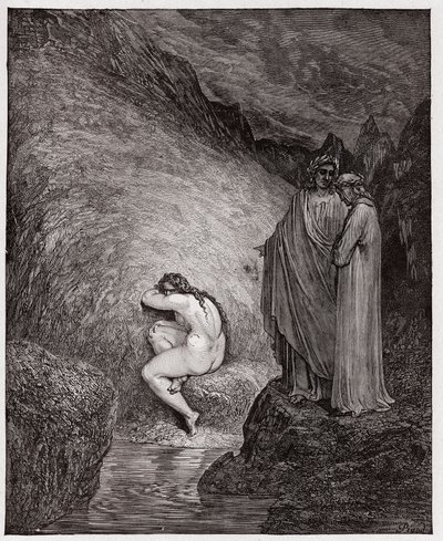 Boska Komedia (La Divina Commedia, La Divine Comedie), Inferno, Canto 30: Mirra, skazana za kazirodztwo - Dante Alighieri (1265-1321) - Ilustracja Gustave Dore (1832-1883) autorstwa Gustave Dore