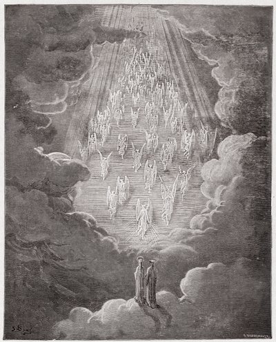Boska Komedia (La Divina Commedia, La Divine Comedie), Paradiso, Canto 21: Beatrice i Dante w sferze Saturna - autorstwa Dante Alighieri (1265-1321) - Ilustracja Gustave Dore (1832-1883) autorstwa Gustave Dore