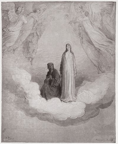Boska Komedia (La Divina Commedia, La Divine Comedie), Paradiso, Canto 21: Błogosławiona Beatrycze w siódmym kręgu - Dante Alighieri (1265-1321) - Ilustracja Gustave Dore (1832-1883) autorstwa Gustave Dore