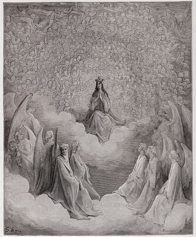 Boska Komedia (La Divina Commedia, La Divine Comedie), Paradiso, Canto 31: Królowa niebios - Dante Alighieri (1265-1321) - Ilustracja Gustave Dore (1832-1883) autorstwa Gustave Dore