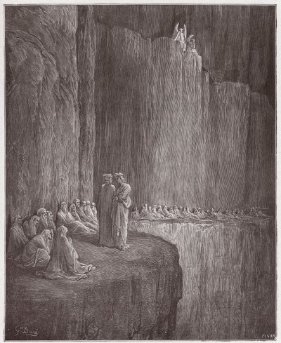 Boska Komedia (La Divina Commedia, La Divine Comedie), Purgatorio, Canto 13: Sapia oczyszcza swoje winne życie - Dante Alighieri (1265-1321) - Ilustracja Gustave Dore (1832-1883) autorstwa Gustave Dore