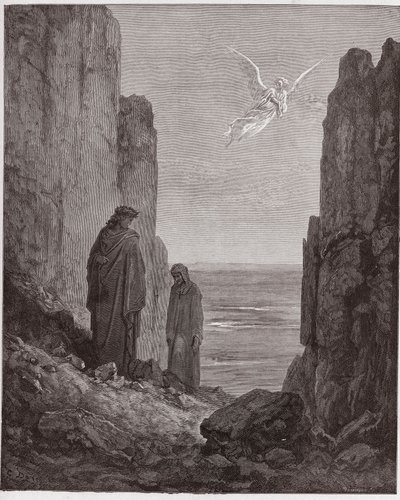 Boska Komedia (La Divina Commedia, La Divine Comedie), Purgatorio, Canto 19: Poeci wstępują do piątego kręgu - Dante Alighieri (1265-1321) - Ilustracja Gustave Dore (1832-1883) autorstwa Gustave Dore