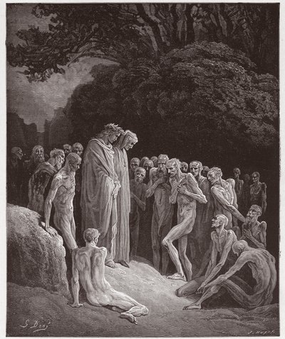 Boska Komedia (La Divina Commedia, La Divine Comedie), Purgatorio, Canto 23: Dusze żarłocznych - Dante Alighieri (1265-1321) - Ilustracja Gustave Dore (1832-1883) autorstwa Gustave Dore