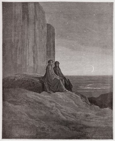 Boska Komedia (La Divina Commedia, La Divine Comedie), Purgatorio, Canto 9: Twilight - autorstwa Dante Alighieri (1265-1321) - Ilustracja Gustave Dore (1832-1883) autorstwa Gustave Dore